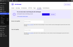 Page screenshot: Job Manager &rarr; Settings &rarr; Job Visibility