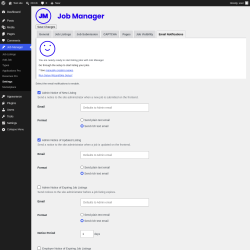 Page screenshot: Job Manager &rarr; Settings &rarr; Email Notifications