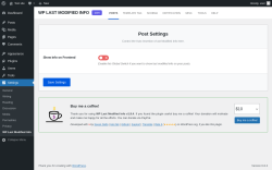 Page screenshot: Settings → WP Last Modified Info