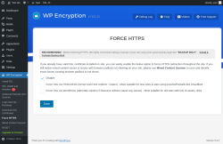 Page screenshot: WP Encryption &rarr; Force HTTPS