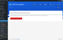 Page screenshot: WP Encryption &rarr; RESET