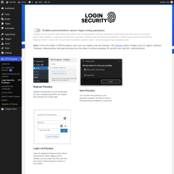 Page screenshot: WP Encryption &rarr; Login Security &ndash; Passkeys