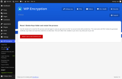 Page screenshot: WP Encryption &rarr; RESET