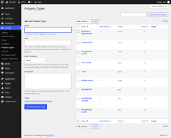 Page screenshot: Listings &rarr; Property Types