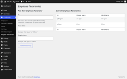 Page screenshot: Employees &rarr; Register Taxonomies