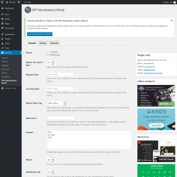 Page screenshot: Settings &rarr; WP Maintenance Mode