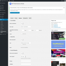 Page screenshot: Settings  &rarr; WP Maintenance Mode &rarr; Modules