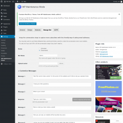 Page screenshot: Settings  &rarr; WP Maintenance Mode &rarr; Manage Bot