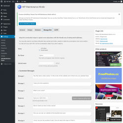 Page screenshot: Settings &rarr; WP Maintenance Mode &rarr; Manage Bot