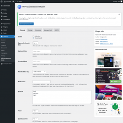 Page screenshot: Settings &rarr; WP Maintenance Mode