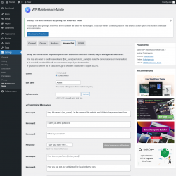 Page screenshot: Settings &rarr; WP Maintenance Mode &rarr; Manage Bot