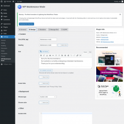 Page screenshot: Settings &rarr; WP Maintenance Mode &rarr; 
					
						
					

					Design