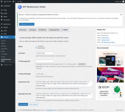Page screenshot: Settings &rarr; WP Maintenance Mode &rarr; 
					
						
					

					GDPR				