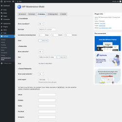 Page screenshot: Settings &rarr; WP Maintenance Mode &rarr; 
					
						
					

					Modules				