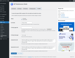 Page screenshot: Settings &rarr; WP Maintenance Mode &rarr; 
					
						
					

					GDPR				