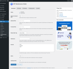 Page screenshot: Settings &rarr; WP Maintenance Mode