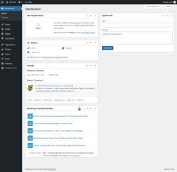 Page screenshot: Dashboard &lsaquo; Test site &mdash; WordPress