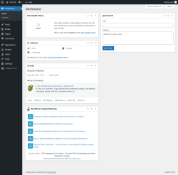 Page screenshot: Dashboard &lsaquo; Test site &mdash; WordPress