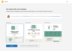 Page screenshot: LightStart &lsaquo; Test site &mdash; WordPress