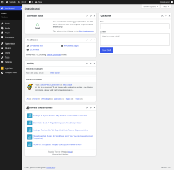 Page screenshot: Dashboard &lsaquo; Test site &mdash; WordPress