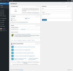 Page screenshot: Dashboard &lsaquo; Test site &mdash; WordPress