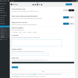 Page screenshot: WP Maintenance → Settings