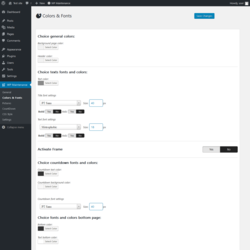 Page screenshot: WP Maintenance → Colors & Fonts
