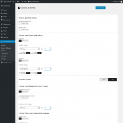 Page screenshot: WP Maintenance → Colors & Fonts