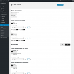 Page screenshot: WP Maintenance → Colors & Fonts
