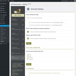 Page screenshot: WP Maintenance → Settings