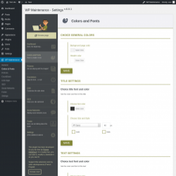 Page screenshot: WP Maintenance → Colors & Fonts