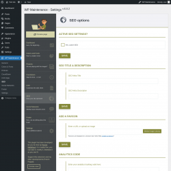 Page screenshot: WP Maintenance → SEO