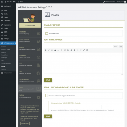 Page screenshot: WP Maintenance → Footer