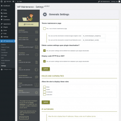 Page screenshot: WP Maintenance → Settings