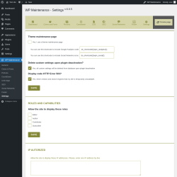 Page screenshot: WP Maintenance → Settings