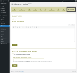Page screenshot: WP Maintenance → Footer