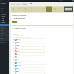 Page screenshot: WP Maintenance &rarr; Social Networks
