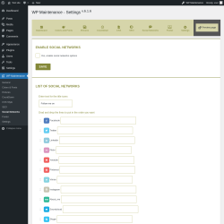 Page screenshot: WP Maintenance &rarr; Social Networks