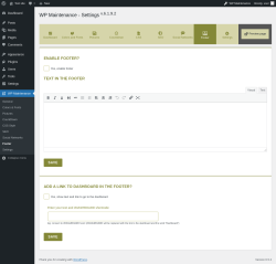 Page screenshot: WP Maintenance → Footer