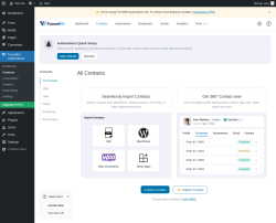 Page screenshot: FunnelKit Automations → Contacts