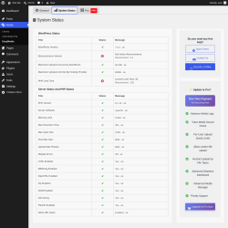 Page screenshot: Media &rarr; EasyMedia &rarr; 
                                                    
                                                System Status                    