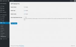 Page screenshot: Settings → WP Media Pro