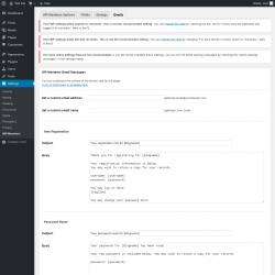 Page screenshot: Settings → WP-Members → Emails