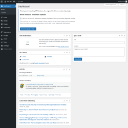 Page screenshot: Dashboard ‹ Test site — WordPress