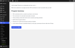 Page screenshot: Settings &rarr; Affiliation