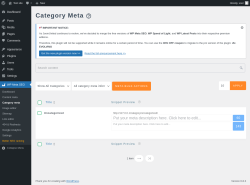 Page screenshot: WP Meta SEO → Category meta