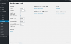 Page screenshot: Settings → WP-MPDF
