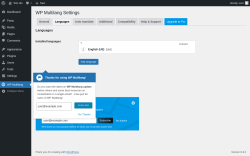 Page screenshot: WP Multilang → Languages