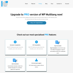 Page screenshot: WP Multilang → Upgrade to Pro