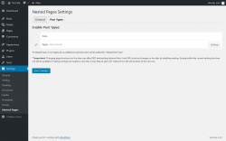 Page screenshot: Settings  &rarr; Nested Pages &rarr; 
			Post Types		